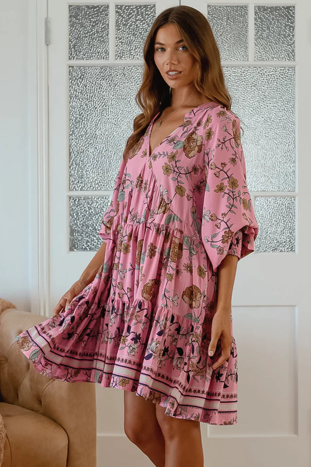 Soul Mandarin Collar Smock Mini Dress for Women - gallery