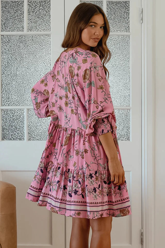 Soul Mandarin Collar Smock Mini Dress for Women - gallery