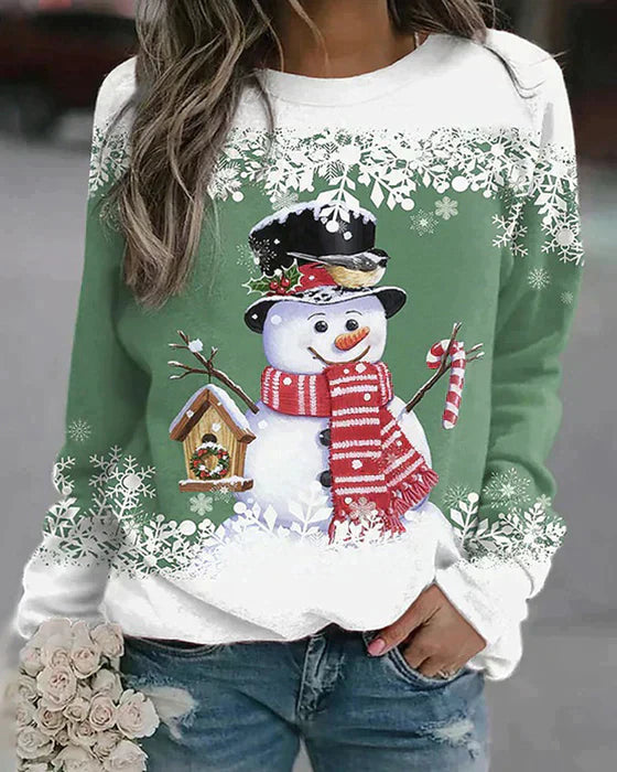 Colourful Snowman Jumper in Festive Print