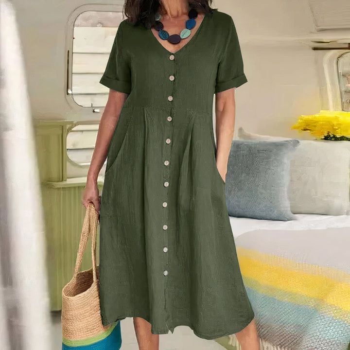Ester Relaxed Cotton Midi Dress for Spring and Summer