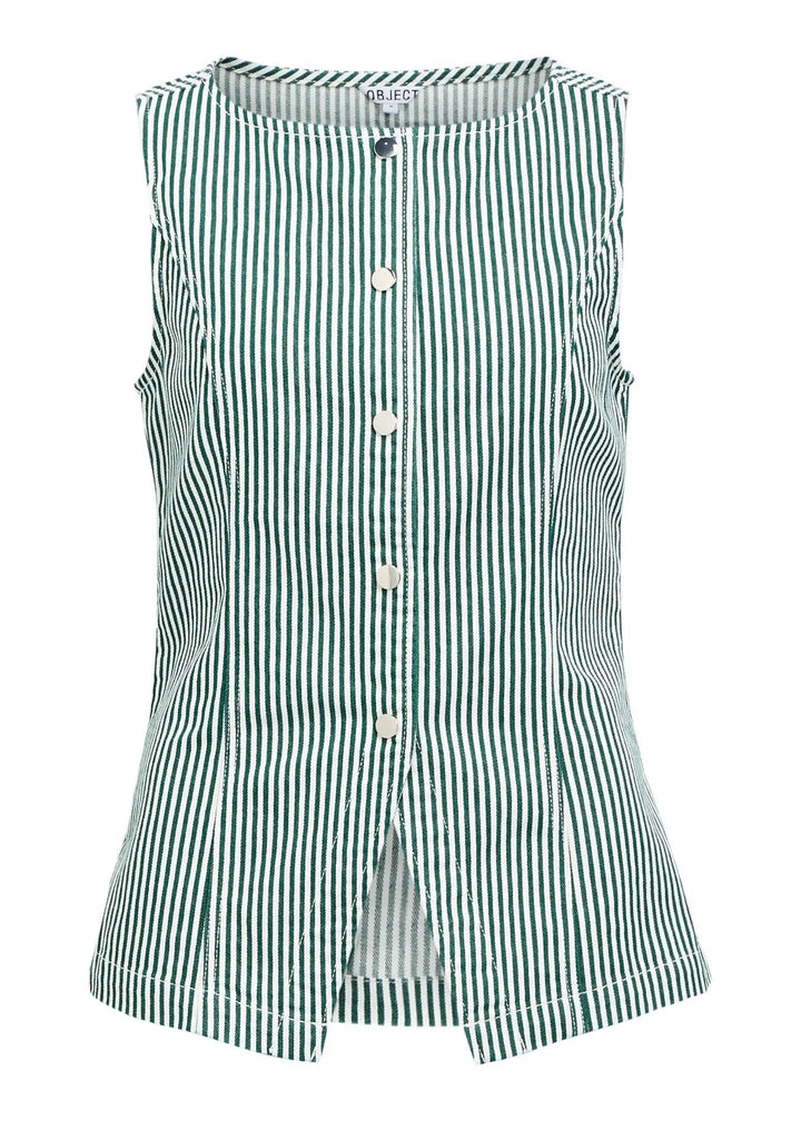 Striped Denim Waistcoat Jacket for Women - gallery
