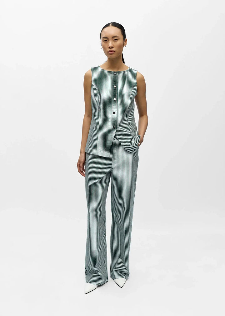 Striped Denim Waistcoat Jacket for Women - gallery