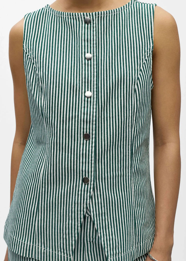 Striped Denim Waistcoat Jacket for Women - gallery