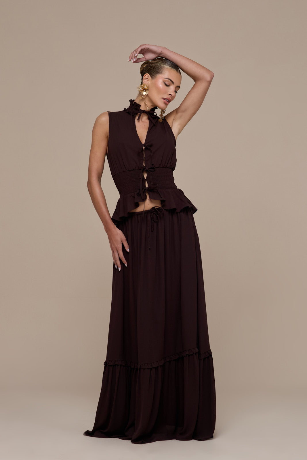 Primrose Sleeveless High-Neck Lace Up Top for Women - gallery