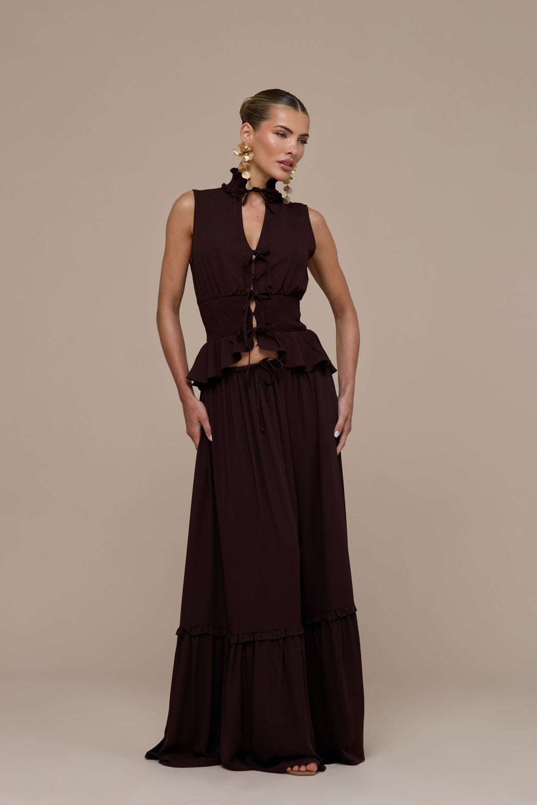Primrose Sleeveless High-Neck Lace Up Top for Women - gallery