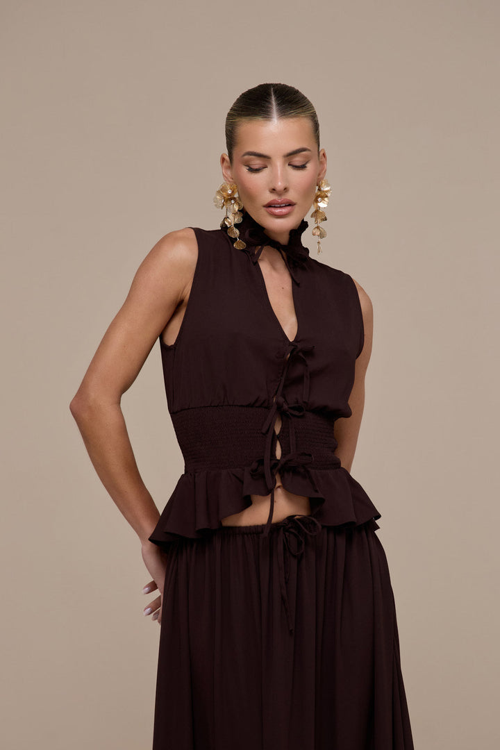 Primrose Sleeveless High-Neck Lace Up Top for Women - gallery