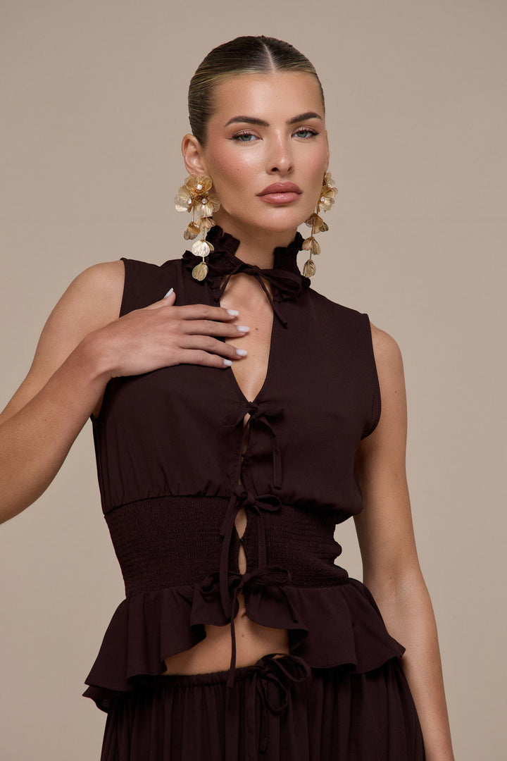 Primrose Sleeveless High-Neck Lace Up Top for Women - gallery