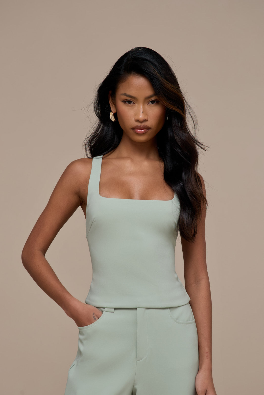Olivia Square Neck Crop Top for Women