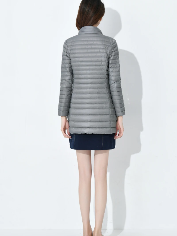 Lightweight Down Jacket with a Fitted Long Line