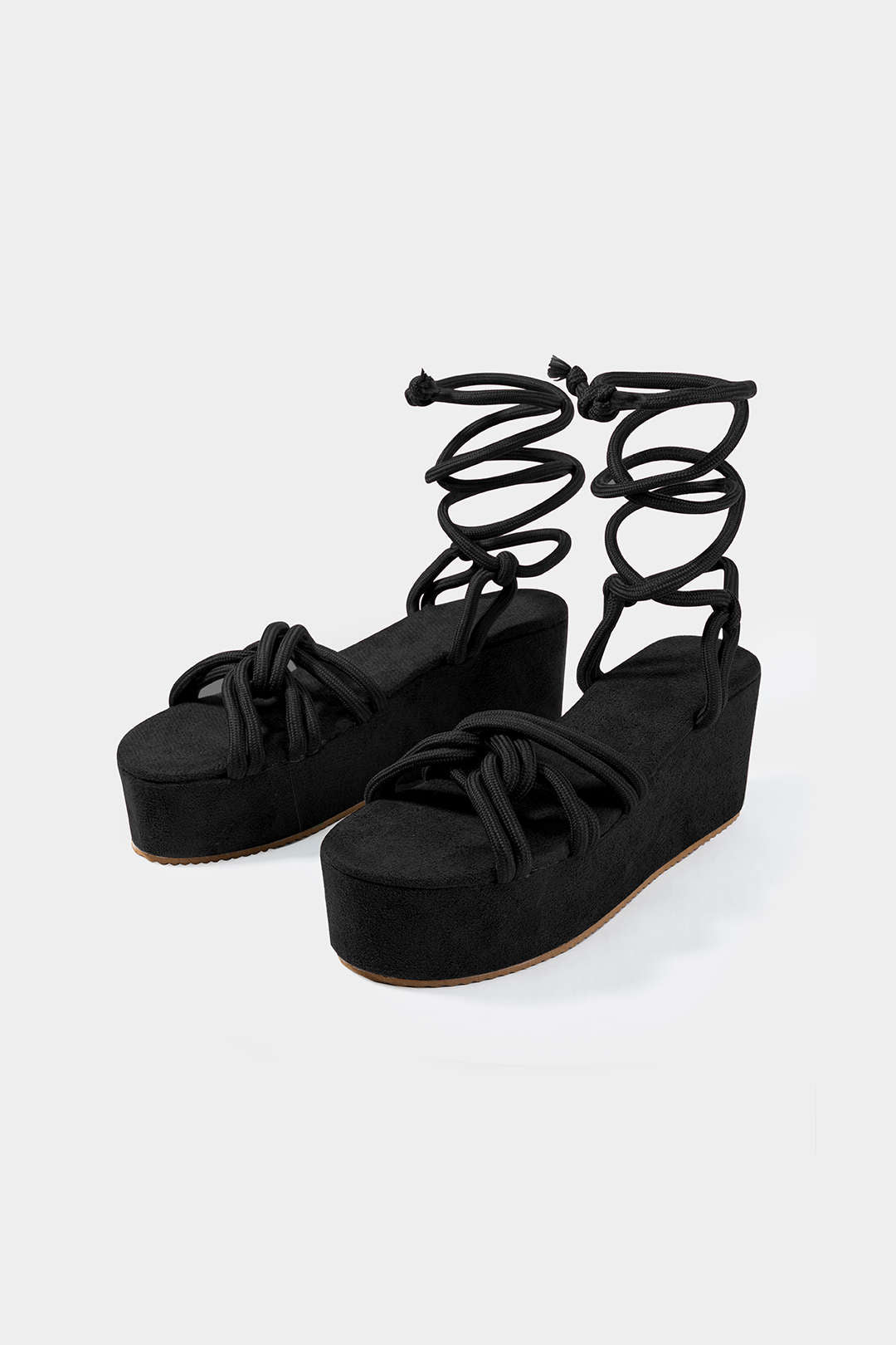 Tie-Up Open Toe Platform Flats Sandals for Women - gallery