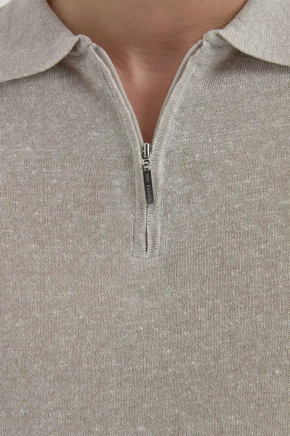 Sand Linen Cotton Zipped Polo — Made in Italy for Men — gallery