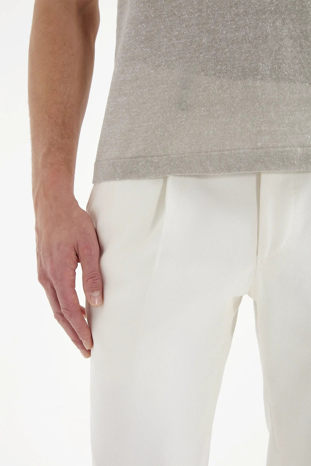 Sand Linen Cotton Zipped Polo — Made in Italy for Men — gallery