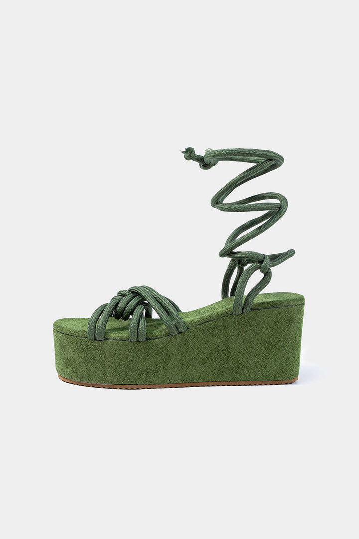 Tie-Up Open Toe Platform Flats Sandals for Women - gallery