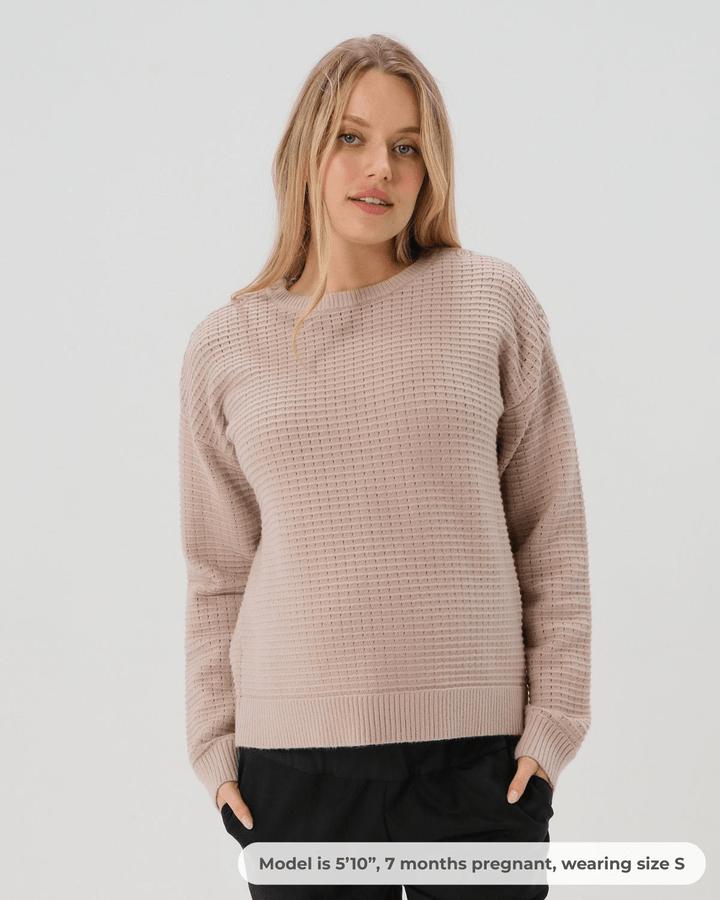Button-Shoulder Maternity & Nursing Sweater w/Thumbhole Feature — gallery