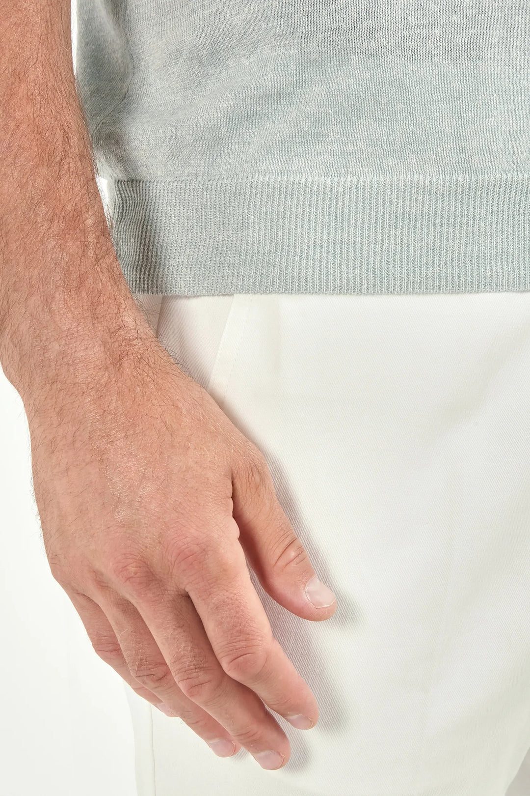 Water Green Linen Cotton Polo Shirt — Made in Italy for Men — gallery