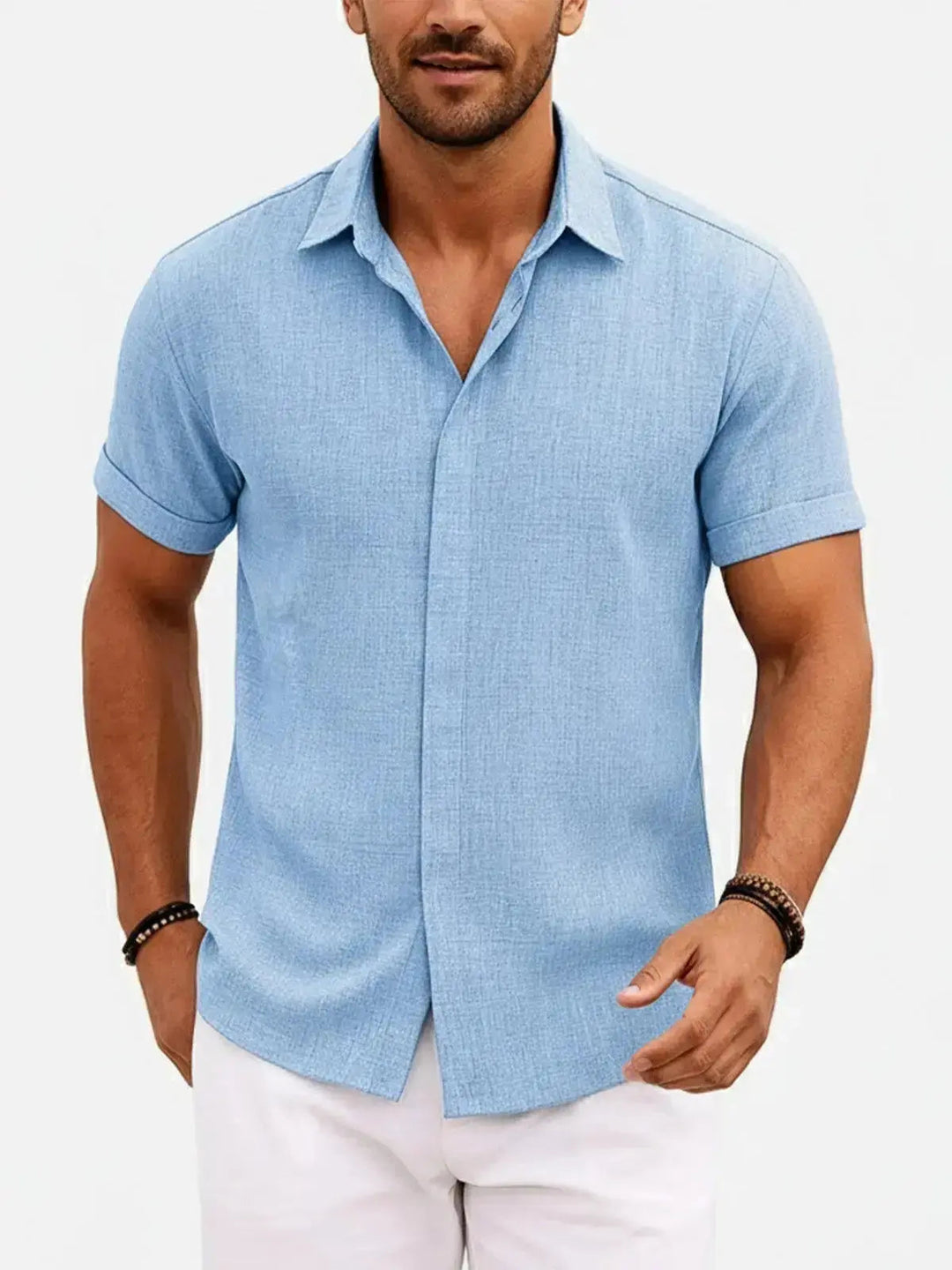 Linen Cotton Blend Short Sleeve Shirt for Men - gallery