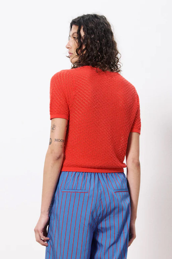 Aelis Red Knit Top for Women - gallery
