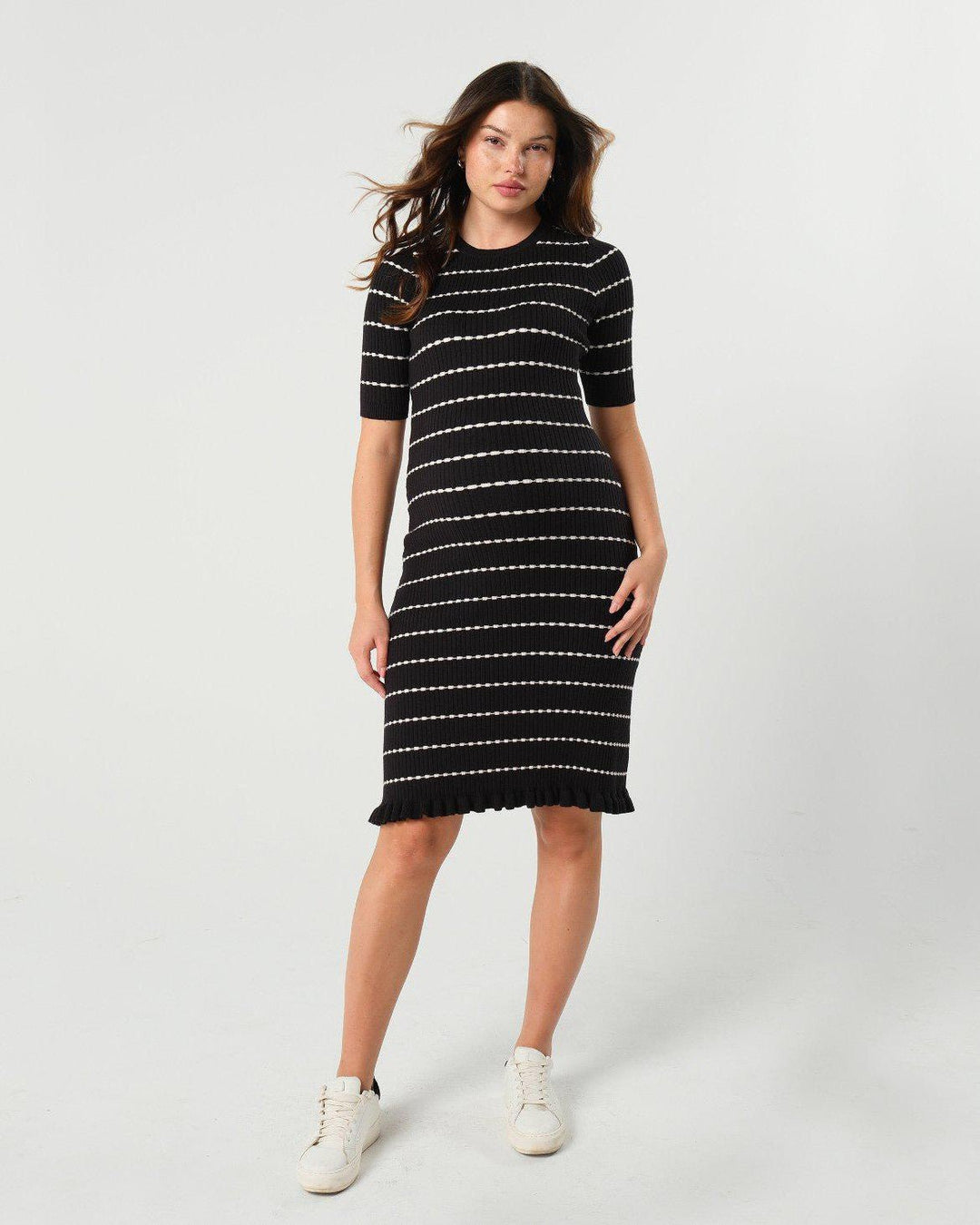Louie Striped Knit Maternity & Nursing Dress — gallery