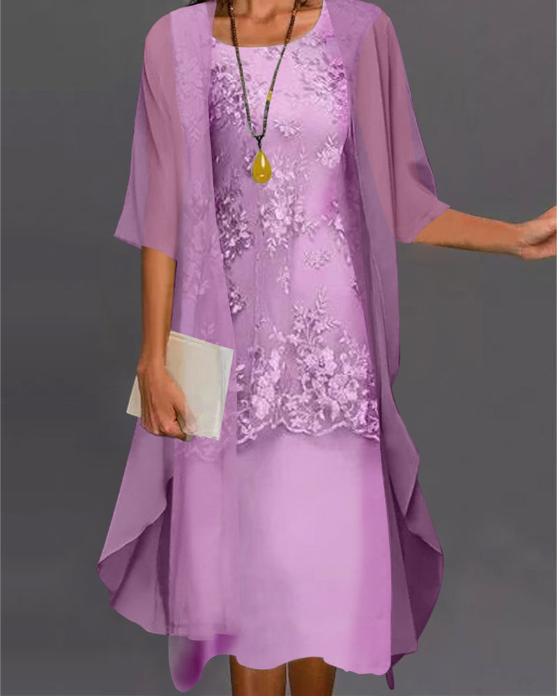 Two-Piece Chiffon Set with Smocked Bodice