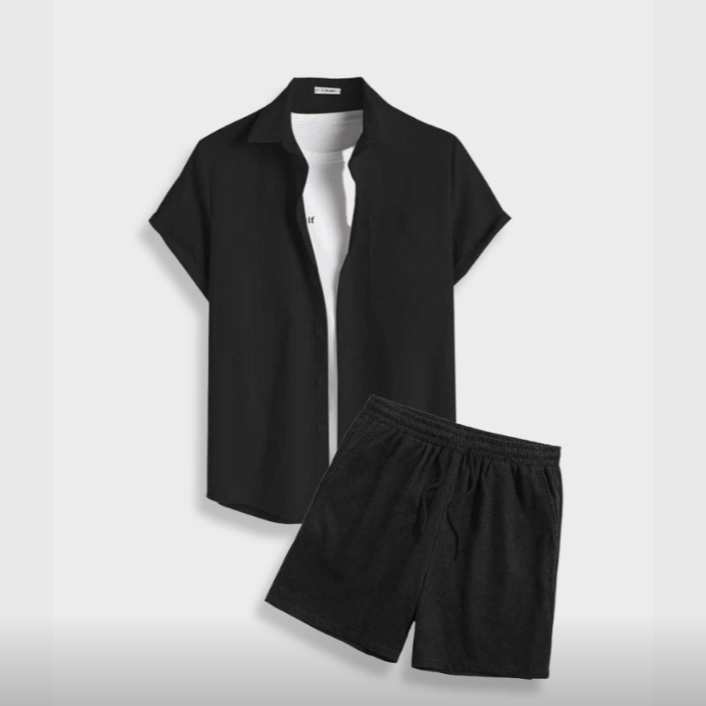 Jack Summer Shirt and Shorts Set for Men - Black