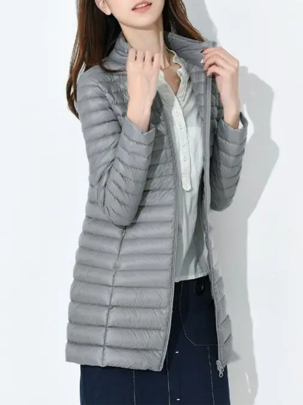 Lightweight Down Jacket with a Fitted Long Line