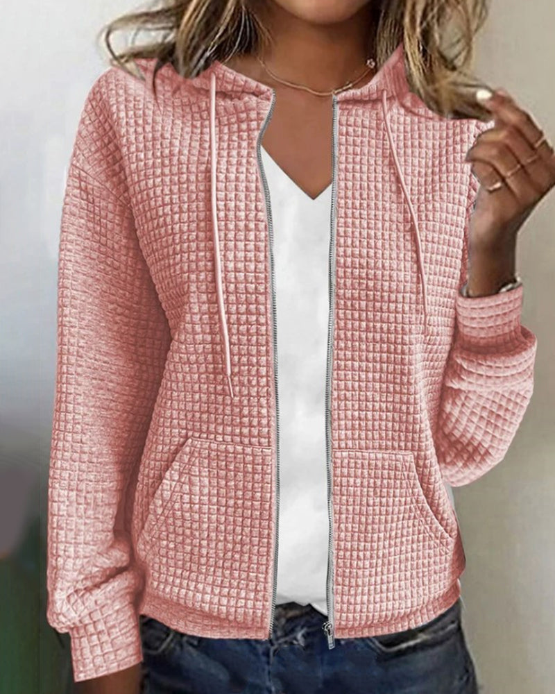 Women's Hooded Zip-Up Cardigan for Layering in Autumn