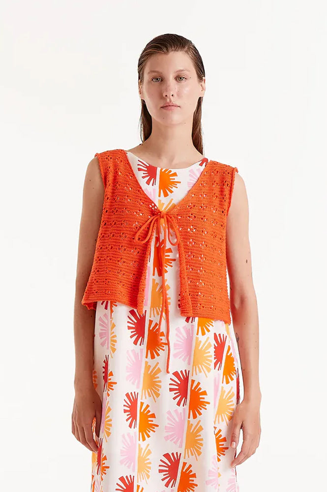 Orange Knit Bow Top for Women - gallery