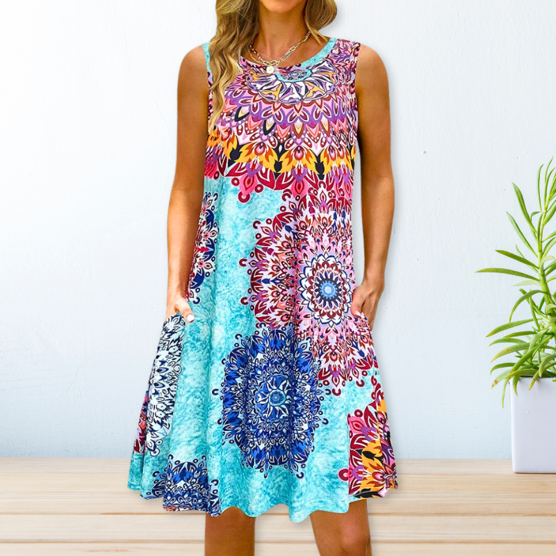 Printed Floral Maxi Dress with Side Pockets for Women