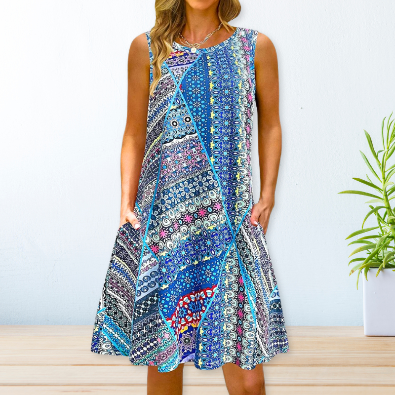 Printed Floral Maxi Dress with Side Pockets for Women