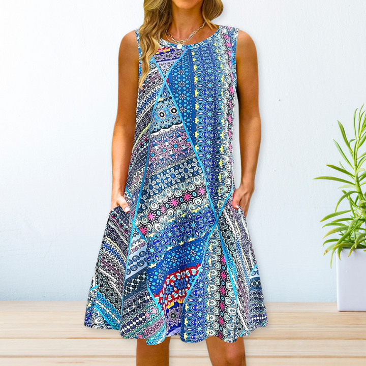 Printed Floral Maxi Dress with Side Pockets for Women