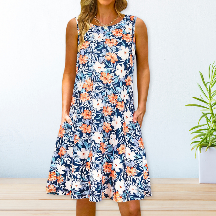 Printed Floral Maxi Dress with Side Pockets for Women