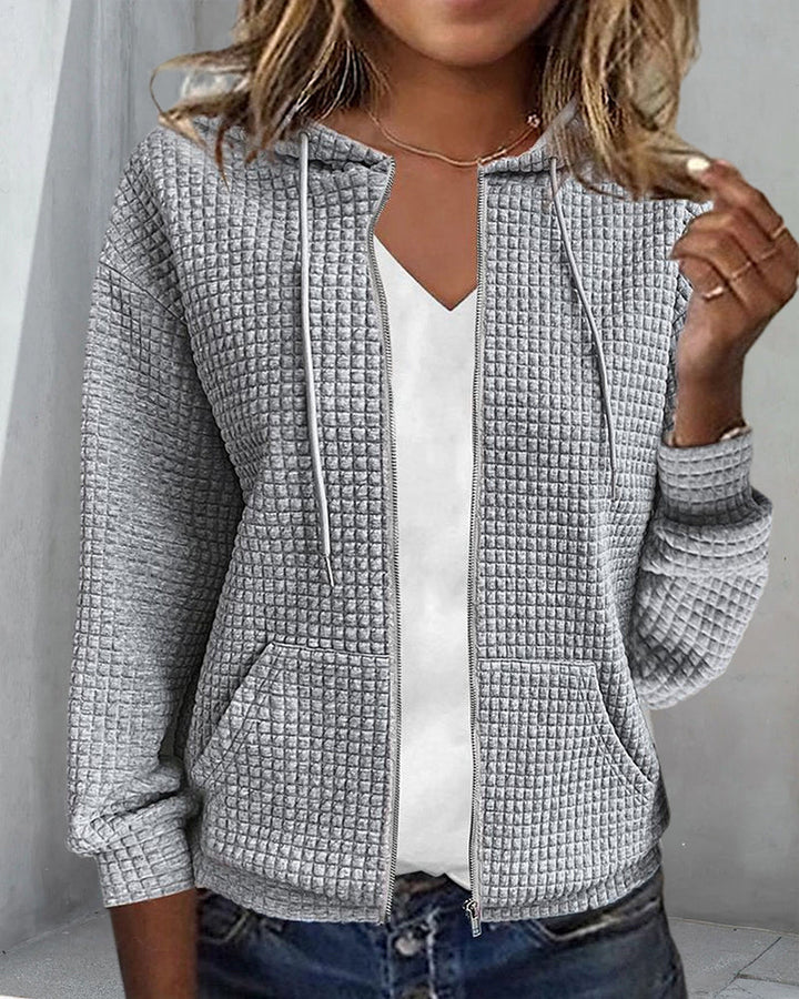 Women's Hooded Zip-Up Cardigan for Layering in Autumn