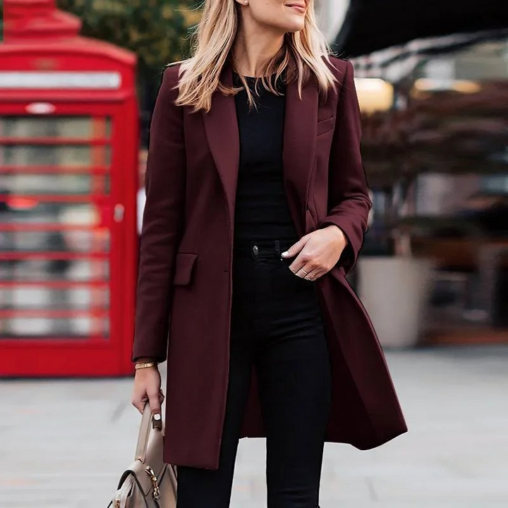 Knot-Accent Trench Coat with Blazer Lapels for Women