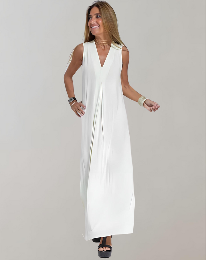 V-Neck Shift Dress in a Clean Straight-Through Cut