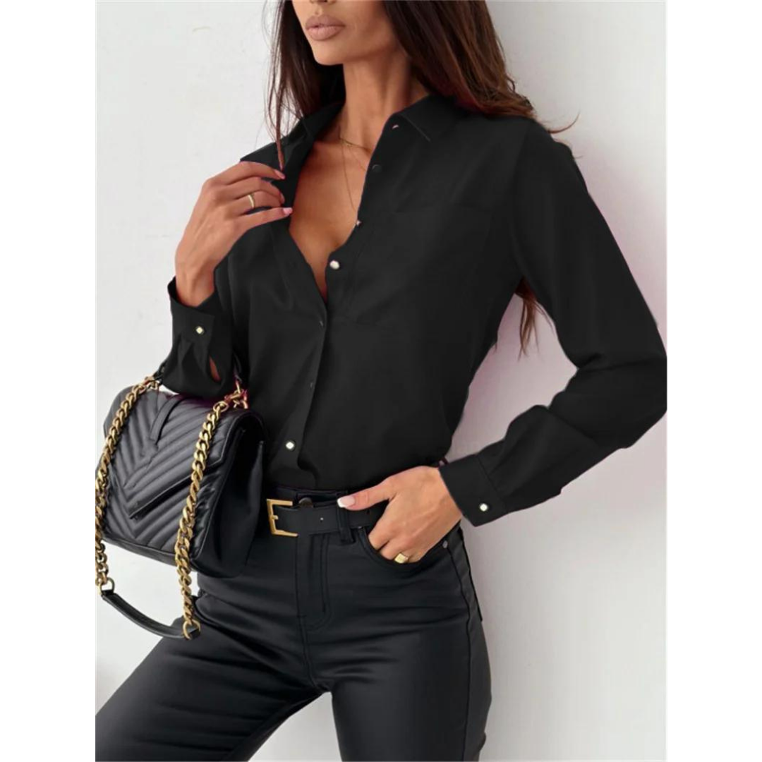 Everyday Long Sleeve Blouse with a Clean, Relaxed Cut