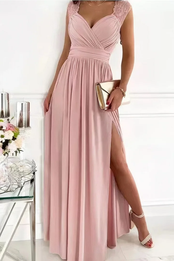 Lace Sleeveless Dress with Hem and Back Cutouts