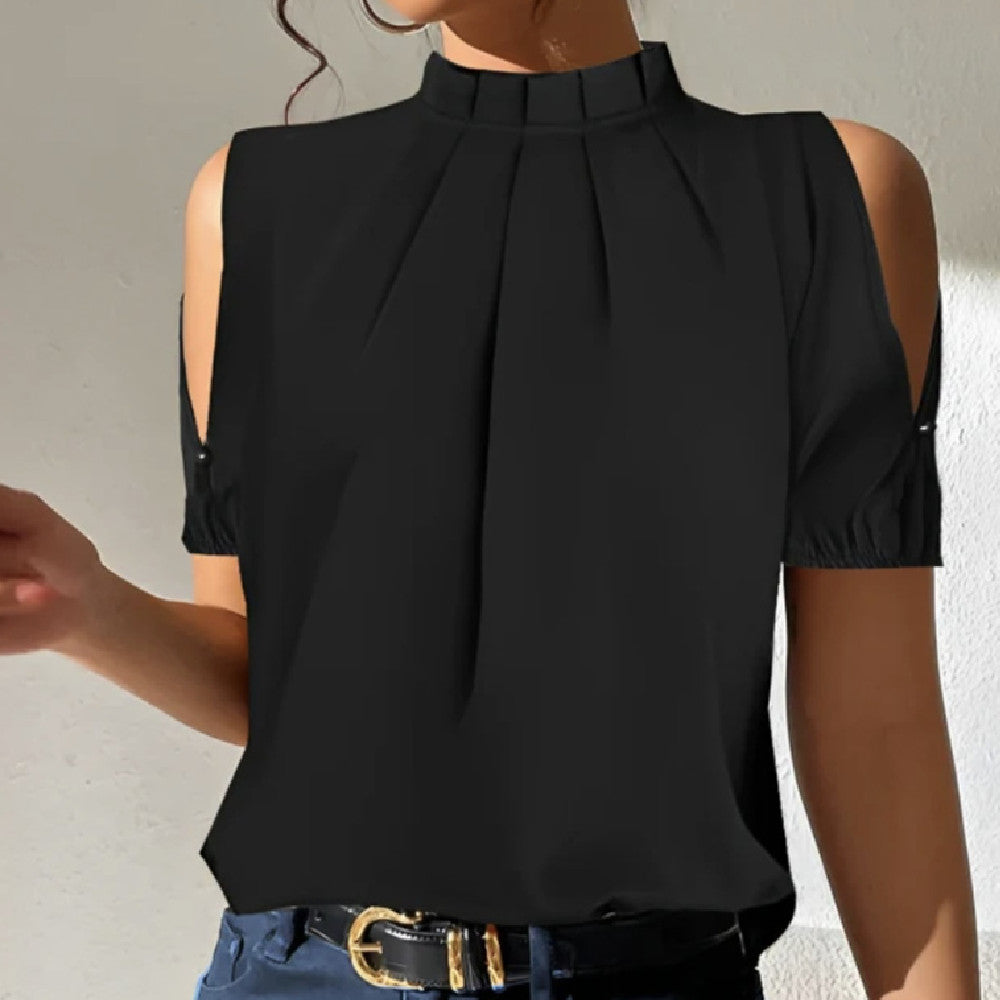 Black Stretch T-Shirt with a Streamlined Silhouette