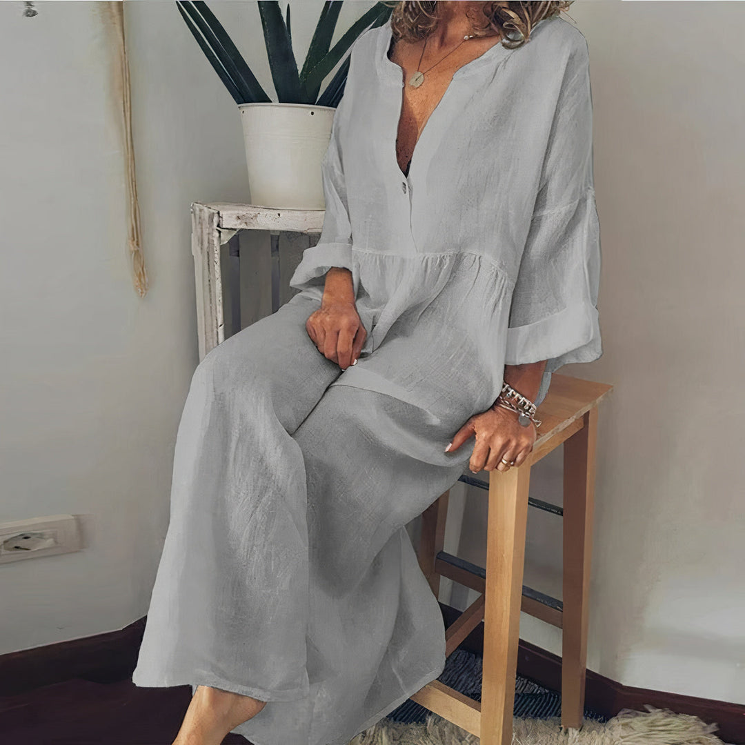 Blouse-Inspired Shirt Dress with Button-Front Placket