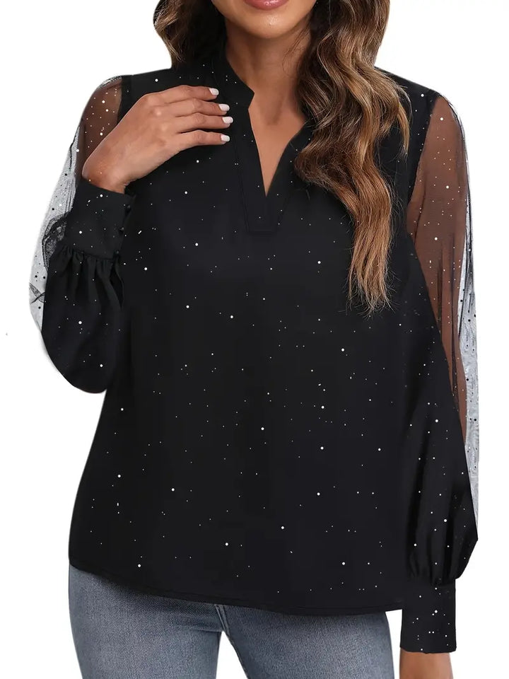 Women's Off-Shoulder Blouse with a Dropped V-Neckline