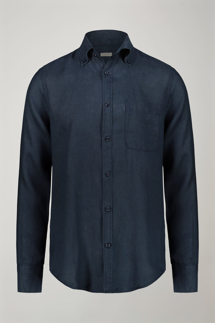 Button-Down Collar Pure Linen Comfort Shirt for Men — gallery