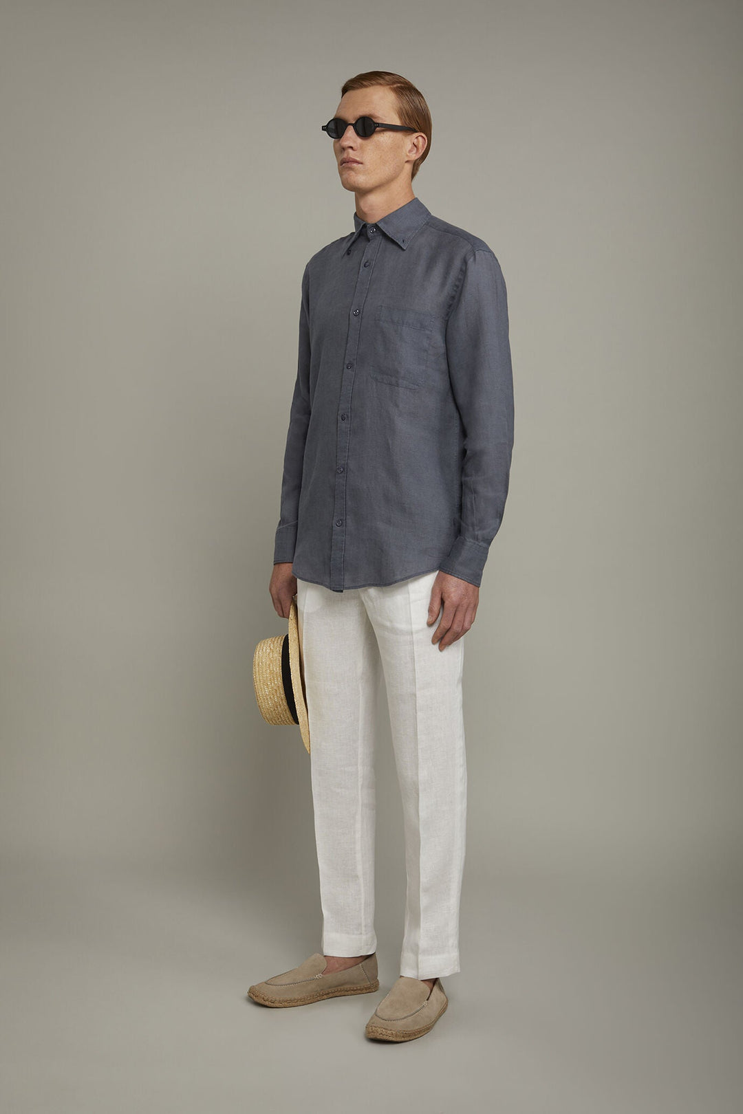Button-Down Collar Pure Linen Comfort Shirt for Men — gallery