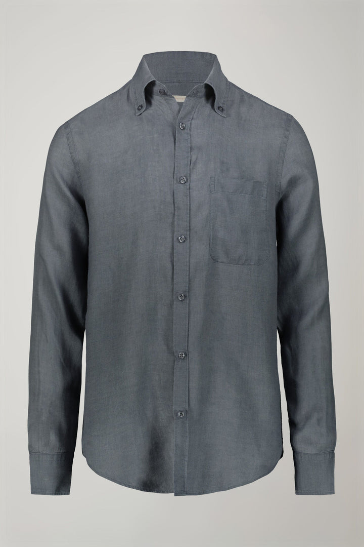 Button-Down Collar Pure Linen Comfort Shirt for Men — gallery