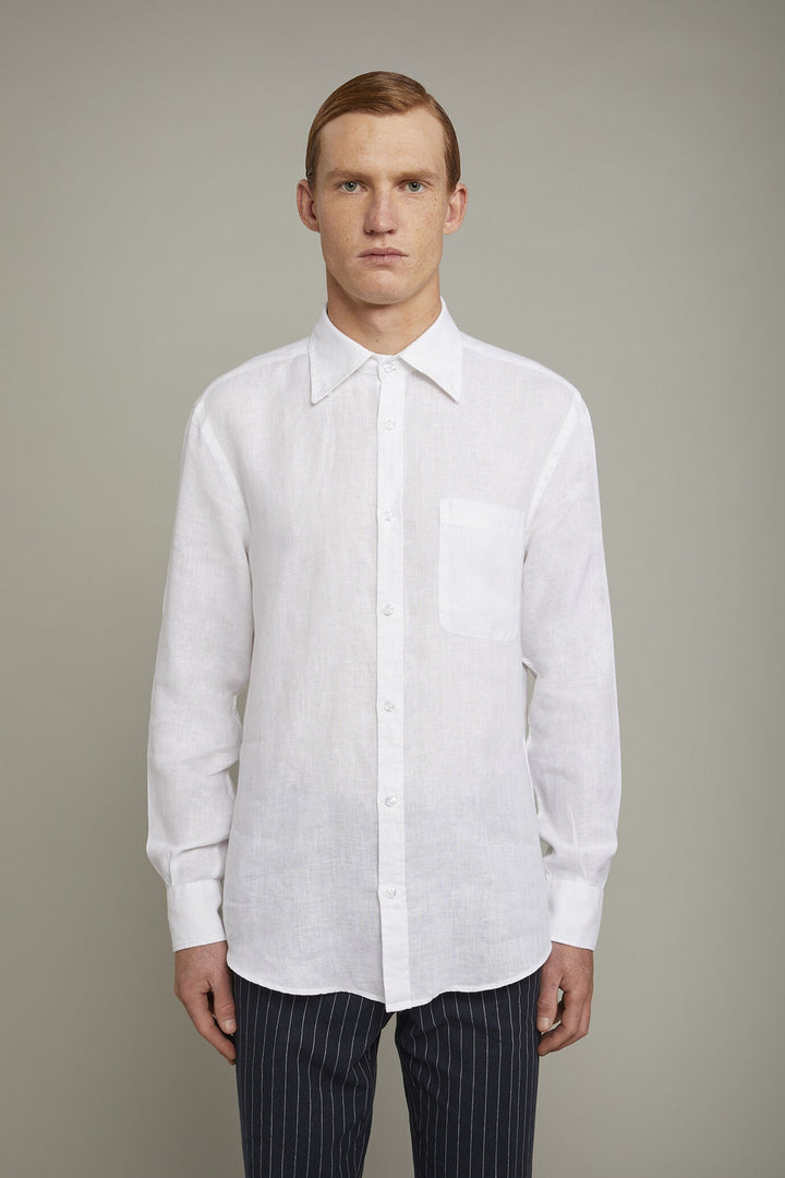 Button-Down Collar Pure Linen Comfort Shirt for Men — gallery