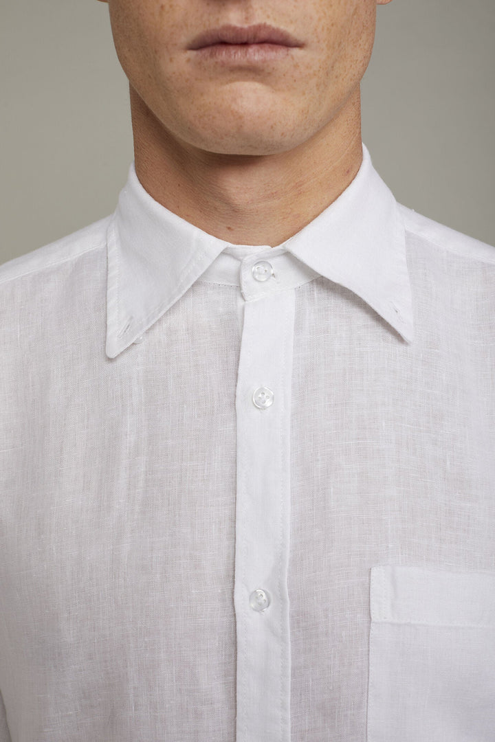 Button-Down Collar Pure Linen Comfort Shirt for Men — gallery