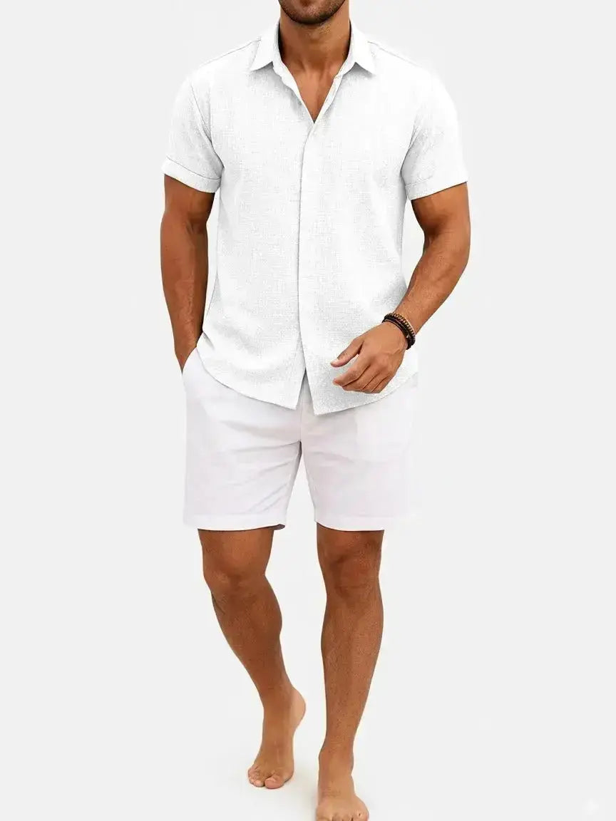 Linen Cotton Blend Short Sleeve Shirt for Men - gallery