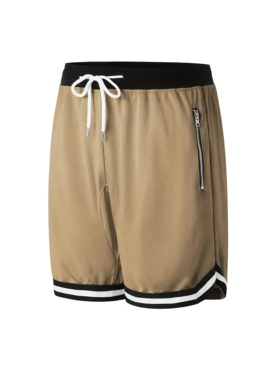 Airflow Zip Pocket Basketball Shorts for Men - Khaki