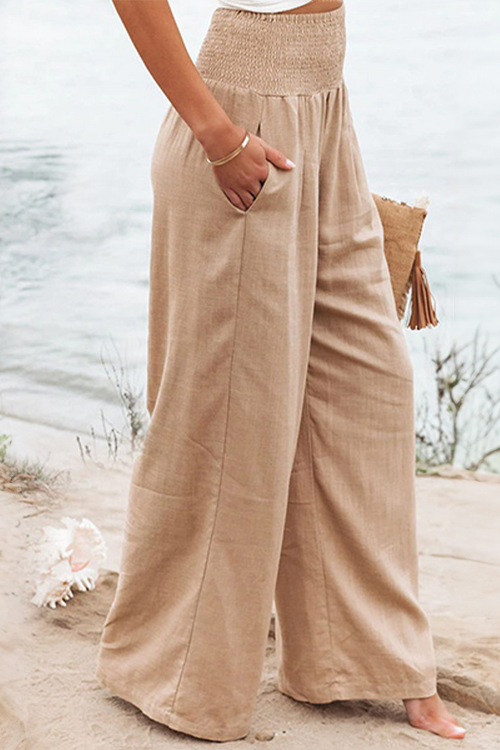 High-Waisted Stretch Palazzo Trousers for Women