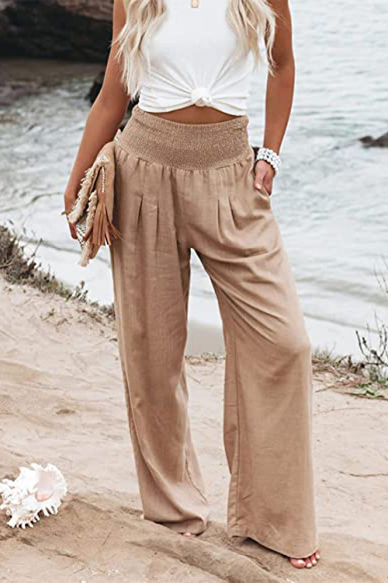 High-Waisted Stretch Palazzo Trousers for Women