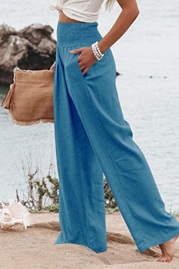 High-Waisted Stretch Palazzo Trousers for Women