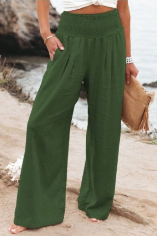 High-Waisted Stretch Palazzo Trousers for Women